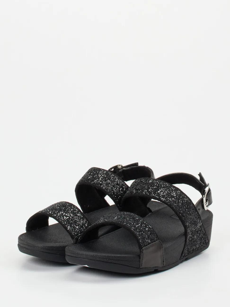 FitFlop – Komfort-Sandale aus Textil schwarz glitzernd