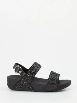 FitFlop – Komfort-Sandale aus Textil schwarz glitzernd