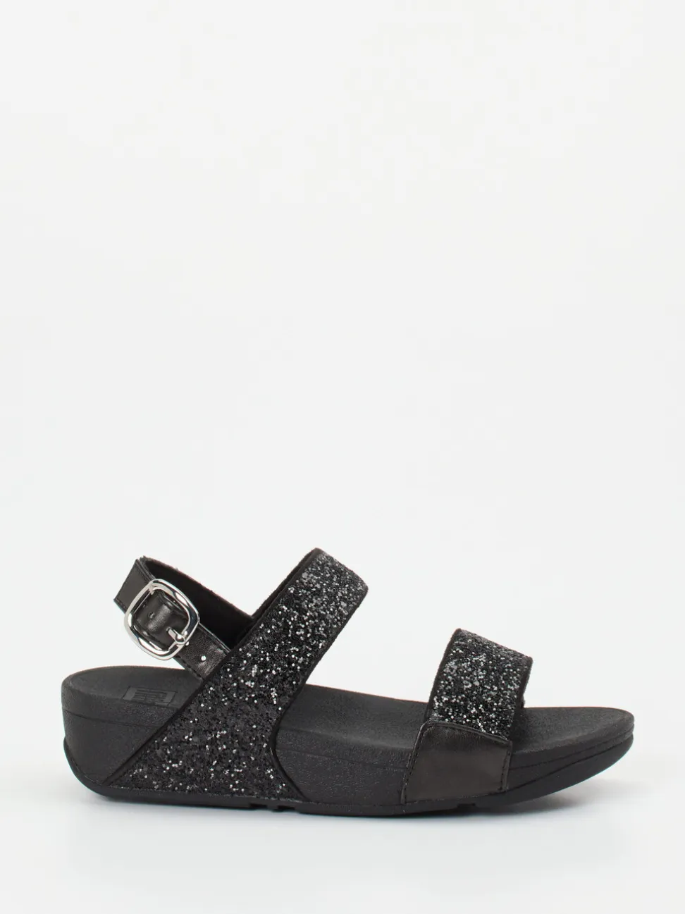 FitFlop – Komfort-Sandale aus Textil schwarz glitzernd
