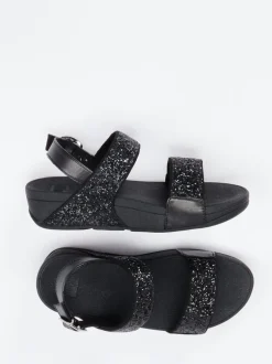FitFlop – Komfort-Sandale aus Textil schwarz glitzernd