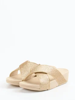 FitFlop – Pantolette aus Textil in Champagnerbeige