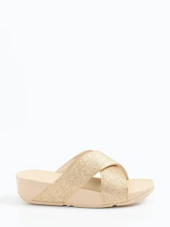 FitFlop – Pantolette aus Textil in Champagnerbeige