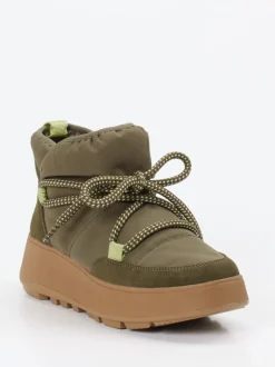 FitFlop – Winter-Boots aus Textil und Veloursleder olivgrün