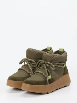 FitFlop – Winter-Boots aus Textil und Veloursleder olivgrün