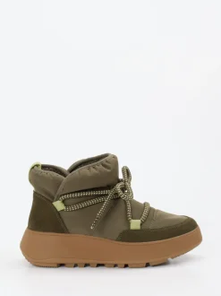 FitFlop – Winter-Boots aus Textil und Veloursleder olivgrün