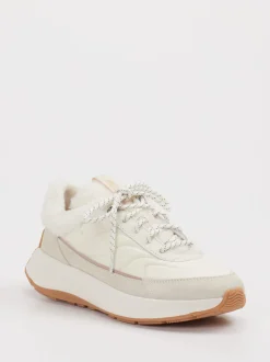 FitFlop – Winter-Sneaker aus Leder-Textil-Mix beige