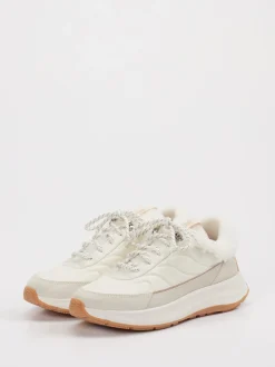 FitFlop – Winter-Sneaker aus Leder-Textil-Mix beige