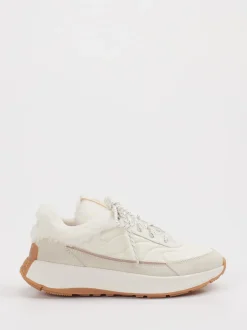 FitFlop – Winter-Sneaker aus Leder-Textil-Mix beige