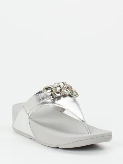 FitFlop – Zehentrenner aus Kalbleder in Silber