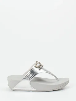 FitFlop – Zehentrenner aus Kalbleder in Silber