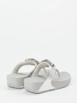 FitFlop – Zehentrenner aus Kalbleder in Silber