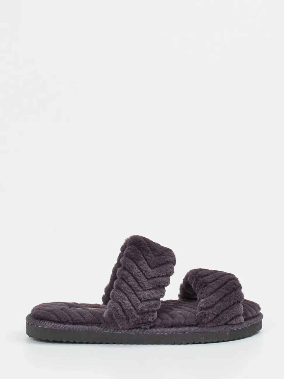 Flip Flop – Hausschuhe aus Kunstfell in Anthrazit