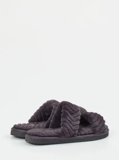 Flip Flop – Hausschuhe aus Kunstfell in Anthrazit