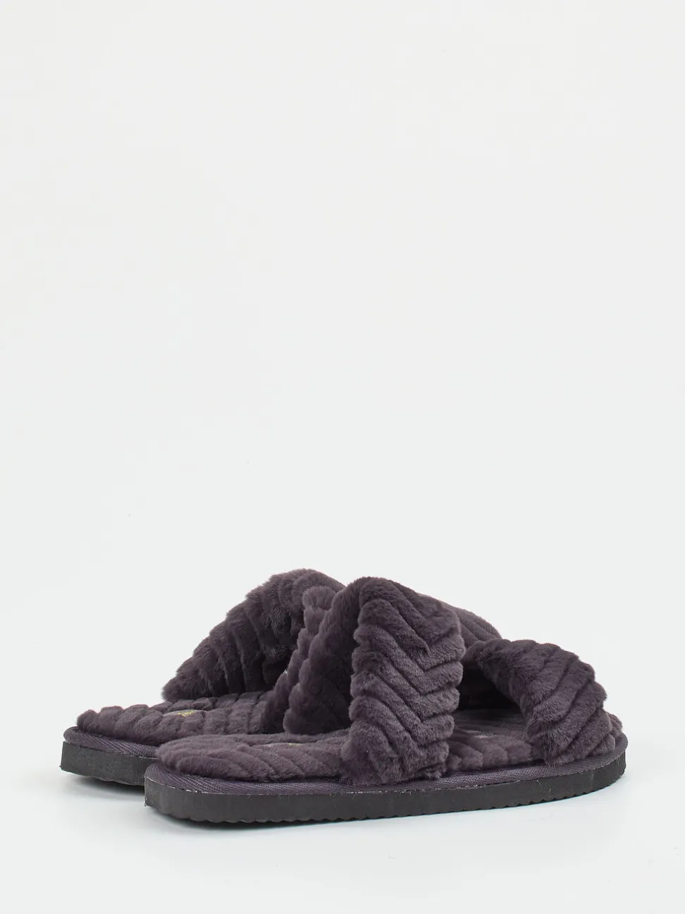 Flip Flop – Hausschuhe aus Kunstfell in Anthrazit