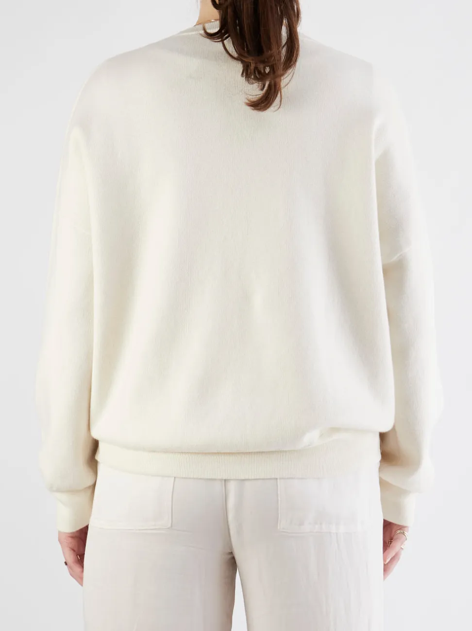 FLONA – Feinstrick-Pullover aus Baumwolle-Kaschmir Cremeweiß