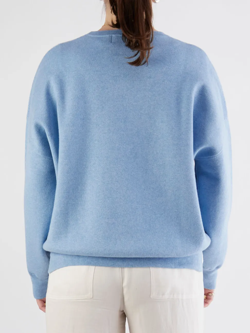FLONA – Feinstrickpullover aus Baumwolle-Kaschmir Hellblau