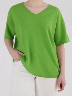 FLONA – Kurzarm-Pullover aus Kaschmir Apfelgrün