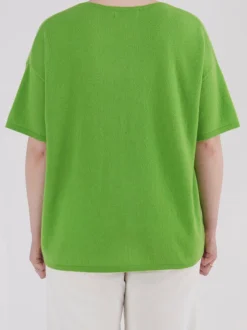 FLONA – Kurzarm-Pullover aus Kaschmir Apfelgrün