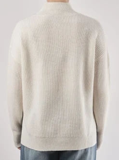 FLONA – Strickpullover aus geripptem Material cremeweiß