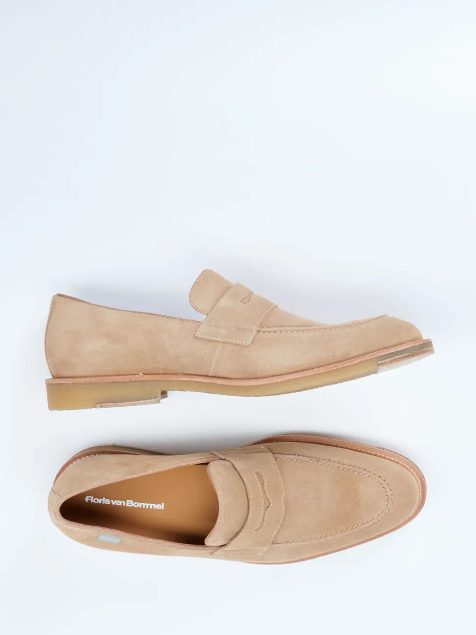 Floris van Bommel – Loafer aus Veloursleder sandbeige