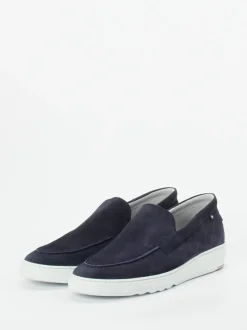 Floris van Bommel – Loafer aus Veloursleder Dunkelblau