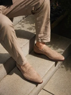 Floris van Bommel – Loafer aus Veloursleder sandbeige