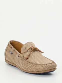 Floris van Bommel – Mokassin aus geprägtem Leder beige