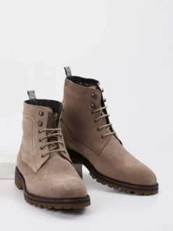 Floris van Bommel – Schnürboots aus Veloursleder Taupe