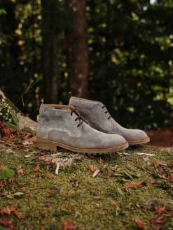 Floris van Bommel – Schnürboots aus Veloursleder taupe