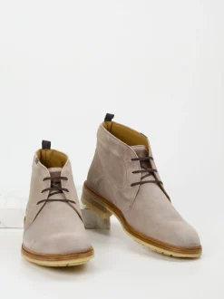 Floris van Bommel – Schnürboots aus Veloursleder taupe
