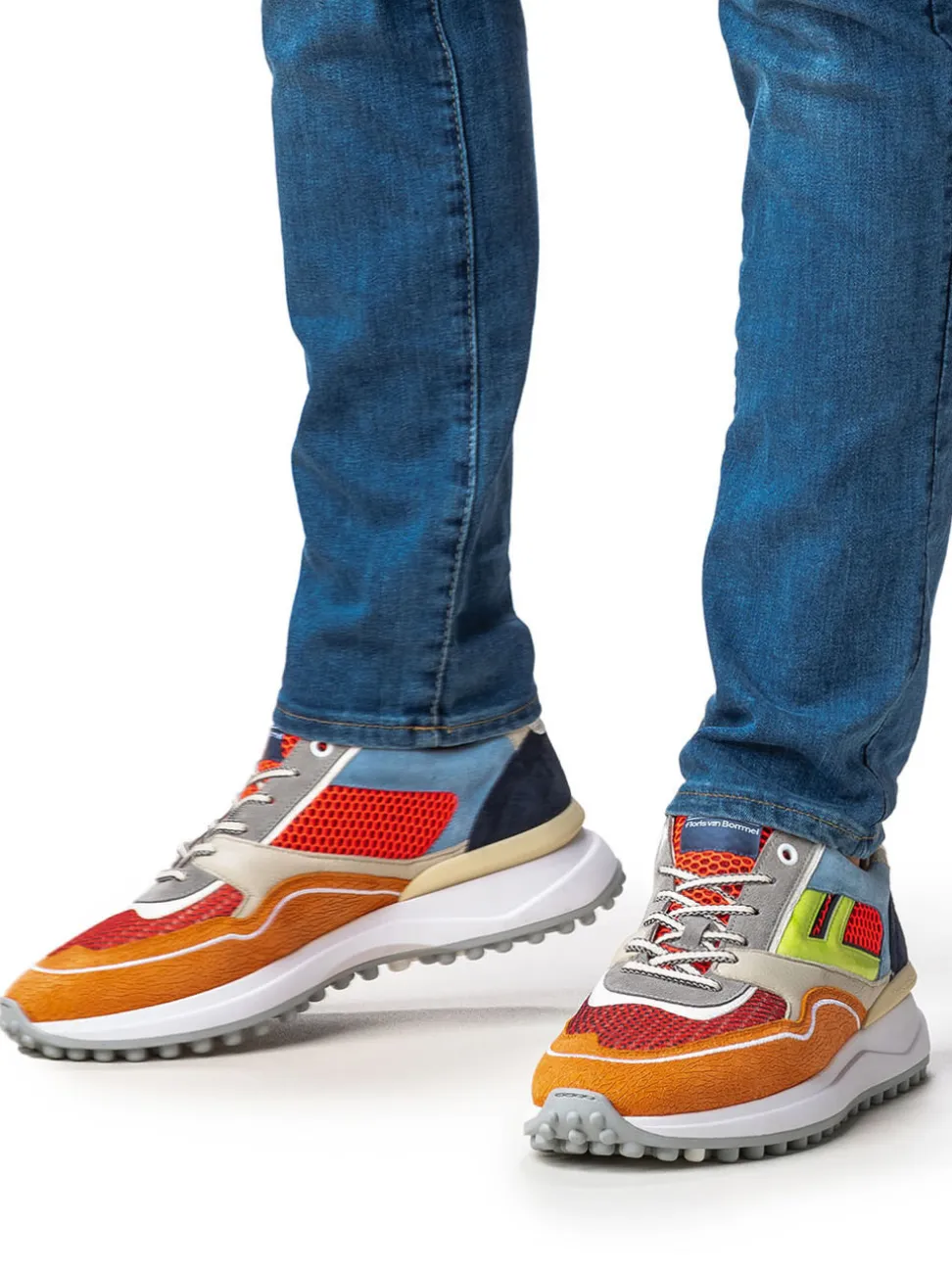 Floris van Bommel – Sneaker aus Veloursleder Colorblocking