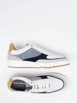 Floris van Bommel – Sneaker aus Veloursleder weiß