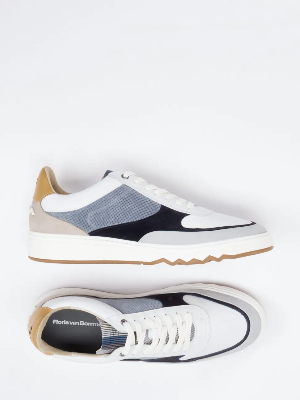 Floris van Bommel – Sneaker aus Veloursleder weiß
