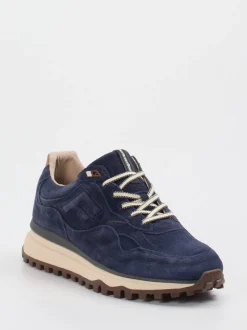 Floris van Bommel – Sneaker aus Veloursleder Nachtblau
