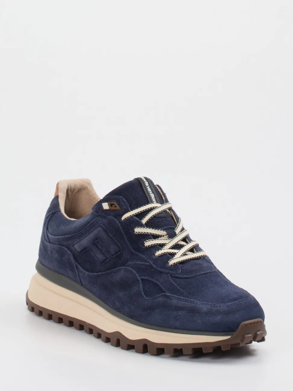 Floris van Bommel – Sneaker aus Veloursleder Nachtblau