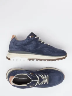 Floris van Bommel – Sneaker aus Veloursleder Nachtblau