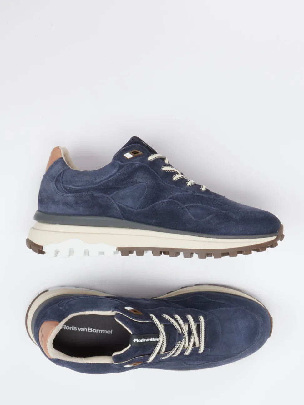 Floris van Bommel – Sneaker aus Veloursleder Nachtblau