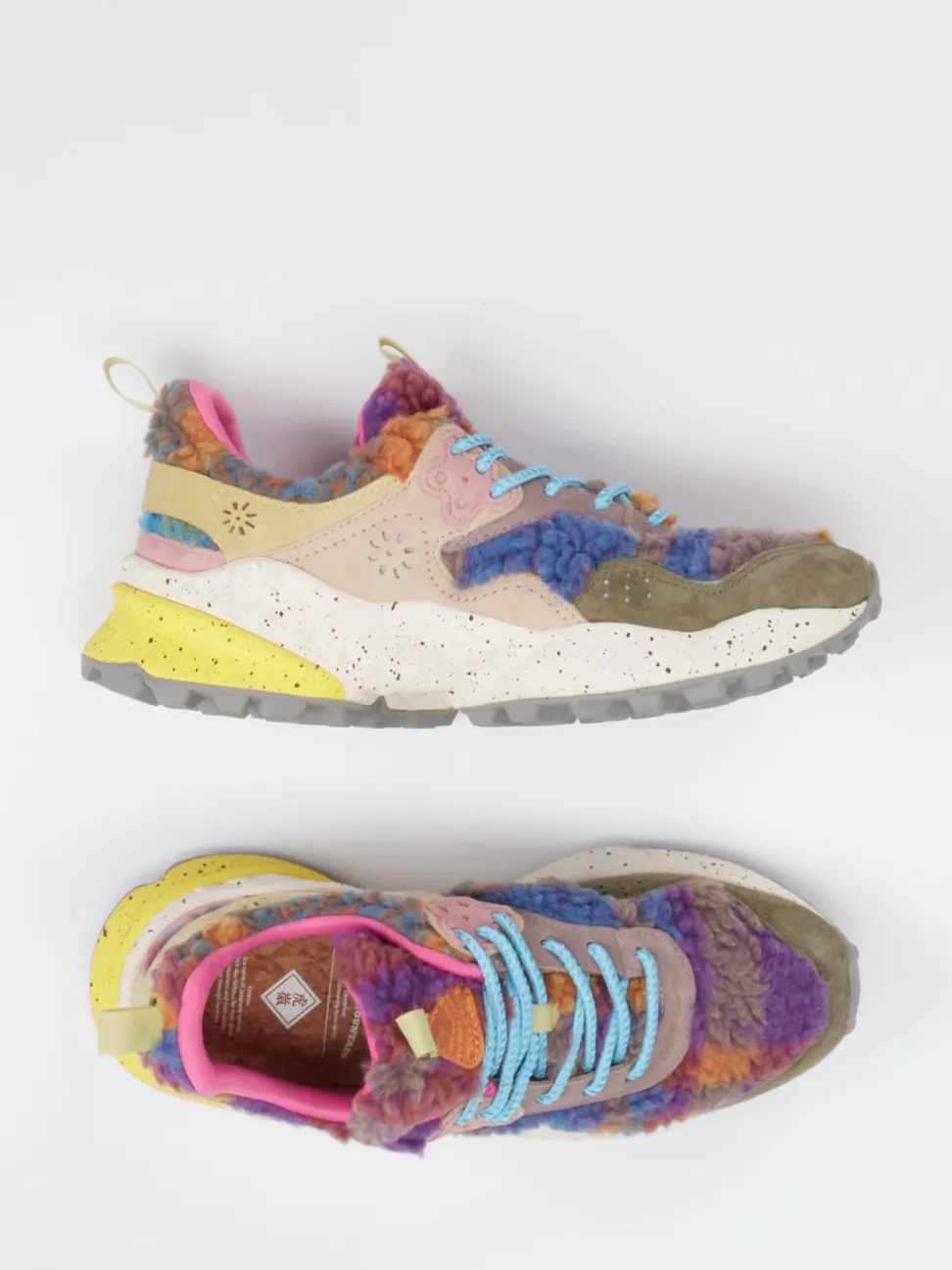 Flower Mountain – Chunky-Sneaker aus Velour/Textil multicolor