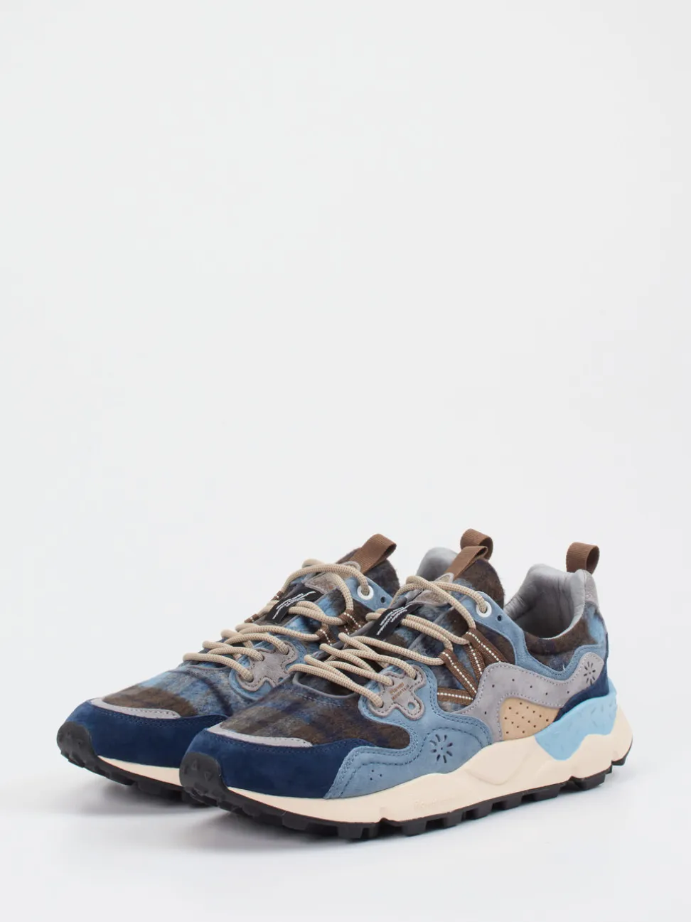 Flower Mountain – Sneaker aus Velour/Textil jeansblau