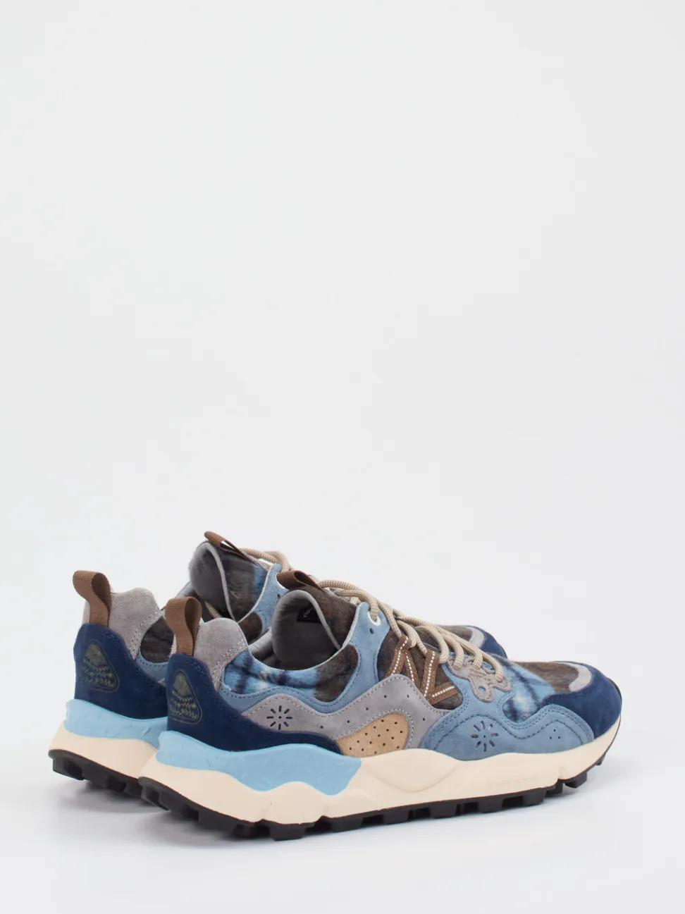 Flower Mountain – Sneaker aus Velour/Textil jeansblau