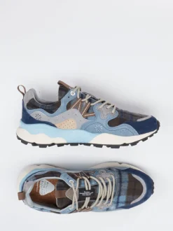 Flower Mountain – Sneaker aus Velour/Textil jeansblau