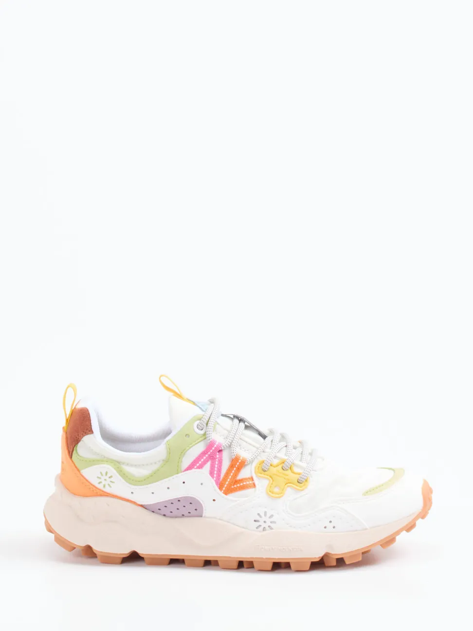 Flower Mountain – Sneaker aus Veloursleder und Textil Weiß