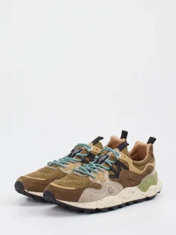 Flower Mountain – Trail-Sneaker aus Velour/Textil olivbraun