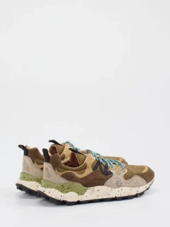 Flower Mountain – Trail-Sneaker aus Velour/Textil olivbraun