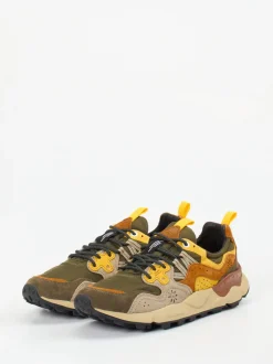 Flower Mountain – Trail-Sneaker aus Velour/Textil olivgrün
