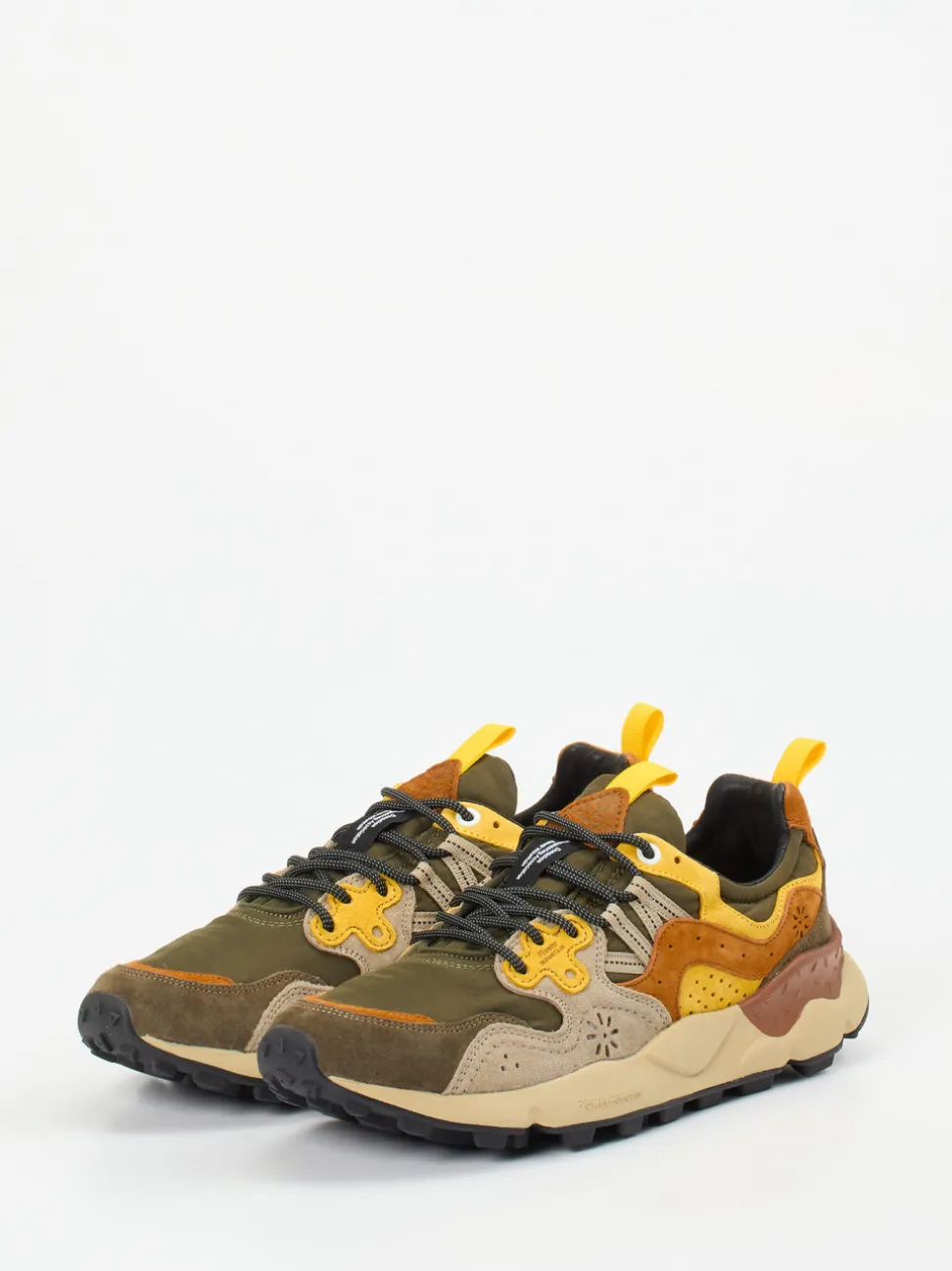 Flower Mountain – Trail-Sneaker aus Velour/Textil olivgrün