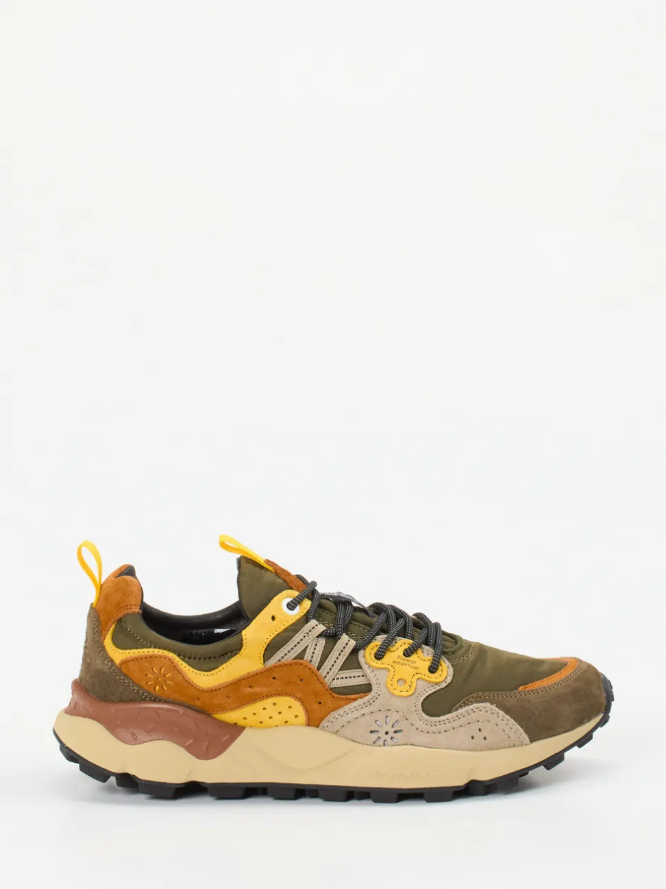 Flower Mountain – Trail-Sneaker aus Velour/Textil olivgrün