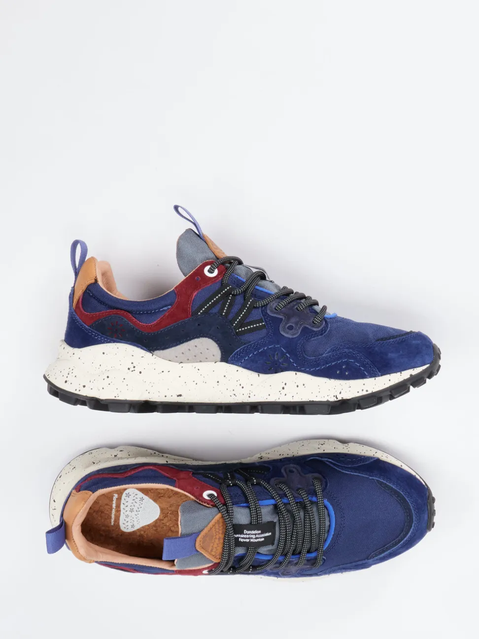 Flower Mountain – Trail-Sneaker aus Velour/Textil blau