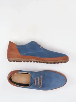 Franz Gustav – Schnürschuh aus Veloursleder Jeansblau