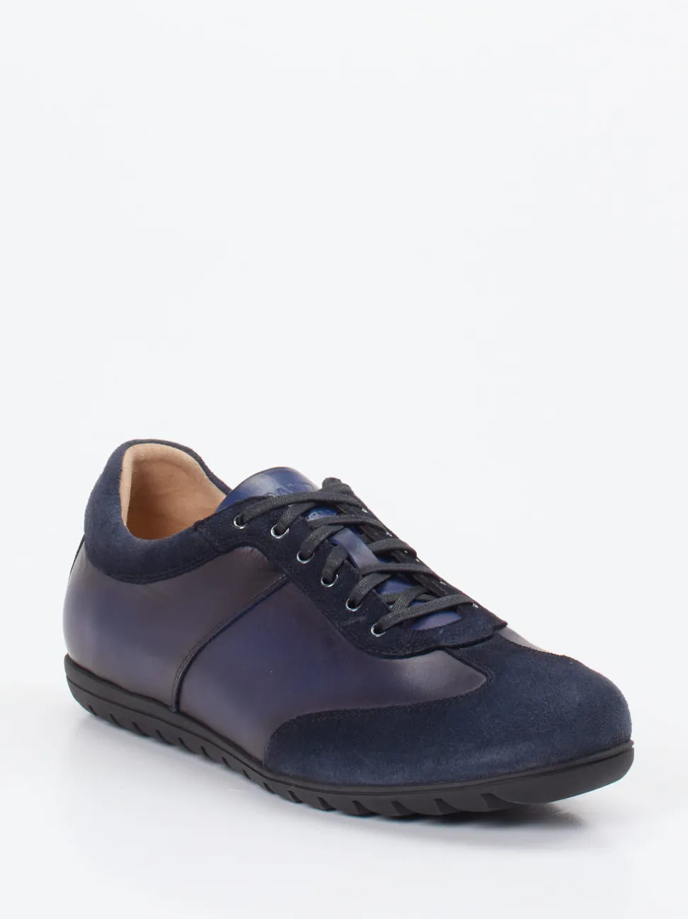 Franz Gustav – Sneaker aus Velour- und Glattleder Dunkelblau